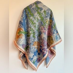 BNWT HERMES Carre 140 Cashmere Shawl Retour A La Nature Blue BLEU